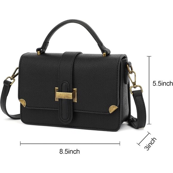 Women's B-black Leather Satchel Small Classy Crossbody Bag Purse Fashion Handbag - Picture 4 of 7